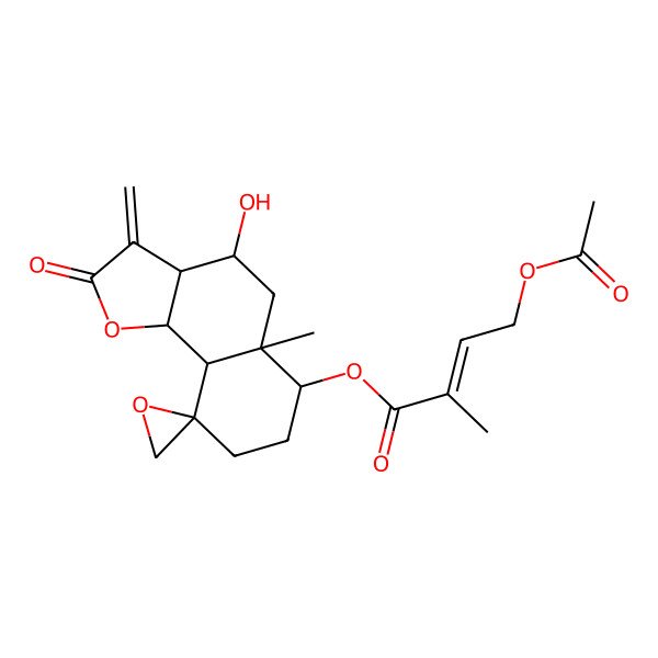 2D Structure of [(3aR,4S,5aR,6S,9R,9aS,9bS)-4-hydroxy-5a-methyl-3-methylidene-2-oxospiro[3a,4,5,6,7,8,9a,9b-octahydrobenzo[g][1]benzofuran-9,2'-oxirane]-6-yl] (Z)-4-acetyloxy-2-methylbut-2-enoate