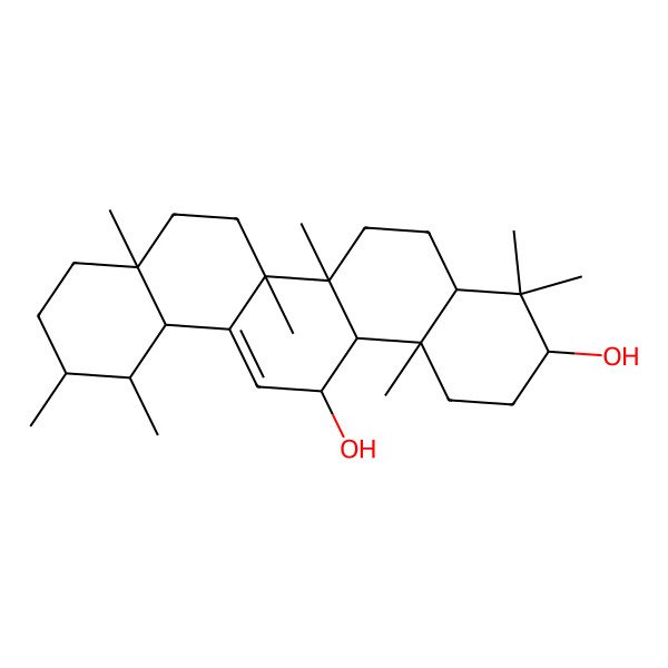 2D Structure of (3R,4aR,6aR,6bS,8aR,11R,12S,12aR,14R,14aR,14bS)-4,4,6a,6b,8a,11,12,14b-octamethyl-2,3,4a,5,6,7,8,9,10,11,12,12a,14,14a-tetradecahydro-1H-picene-3,14-diol