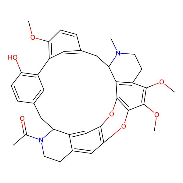 2D Structure of 1-[(8S,21S)-13-hydroxy-16,26,27-trimethoxy-22-methyl-29,31-dioxa-7,22-diazaoctacyclo[19.9.3.14,30.110,14.115,19.03,8.025,33.028,32]hexatriaconta-1(30),2,4(34),10(36),11,13,15,17,19(35),25(33),26,28(32)-dodecaen-7-yl]ethanone