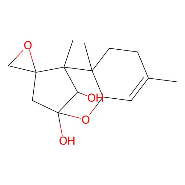 2D Structure of 1,2,5-Trimethylspiro[8-oxatricyclo[7.2.1.02,7]dodec-5-ene-11,2'-oxirane]-9,12-diol