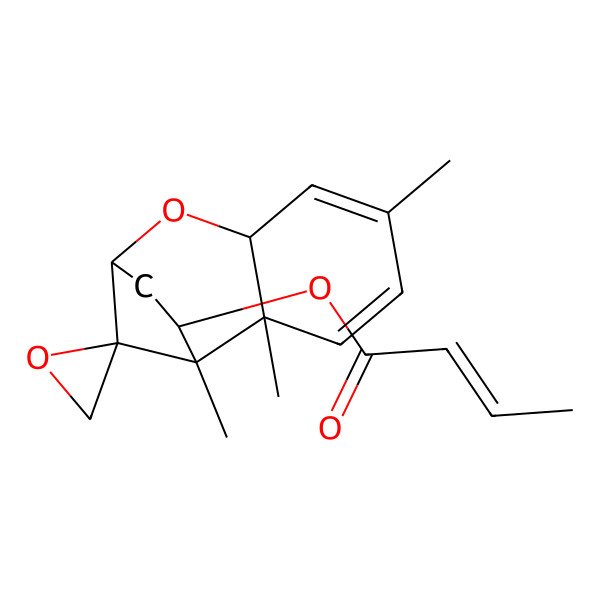 2D Structure of (1,2,5-Trimethylspiro[8-oxatricyclo[7.2.1.02,7]dodeca-3,5-diene-12,2'-oxirane]-11-yl) but-2-enoate