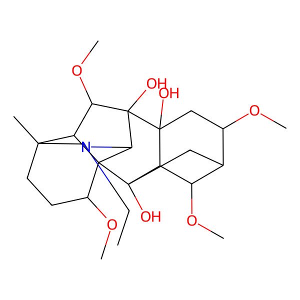2D Structure of (1R,2S,3S,4S,5R,6S,8R,9R,10S,13R,16S,17R,18S)-11-ethyl-4,6,16,18-tetramethoxy-13-methyl-11-azahexacyclo[7.7.2.12,5.01,10.03,8.013,17]nonadecane-2,8,9-triol