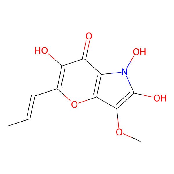 2D Structure of 1,2,6-Trihydroxy-3-methoxy-5-prop-1-enylpyrano[3,2-b]pyrrol-7-one