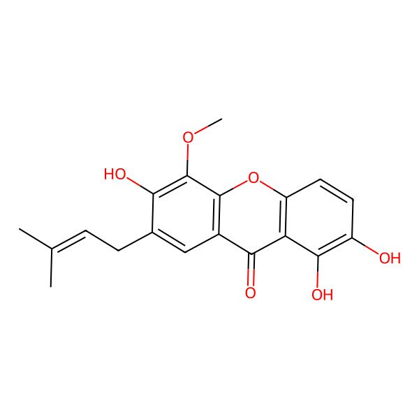 2D Structure of 1,2,6-Trihydroxy-5-methoxy-7-(3-methylbut-2-enyl)xanthone