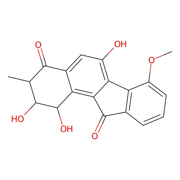 2D Structure of 1,2,6-trihydroxy-7-methoxy-3-methyl-2,3-dihydro-1H-benzo[a]fluorene-4,11-dione