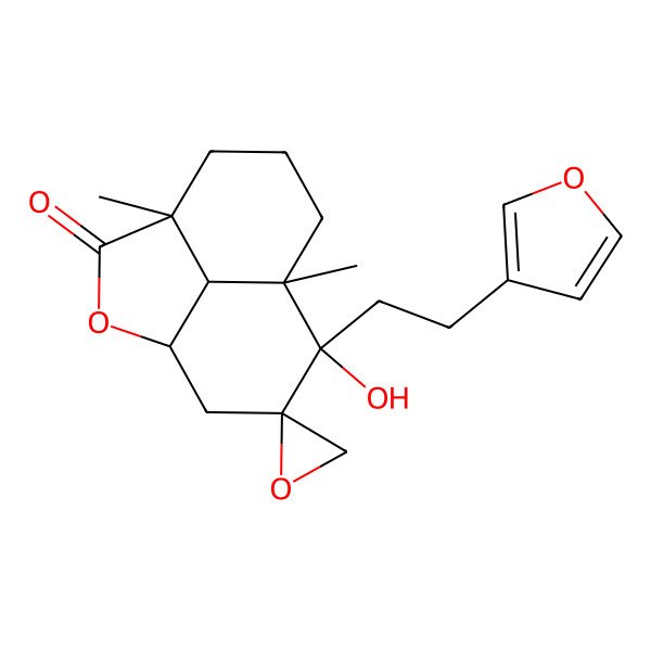 2D Structure of 9-[2-(Furan-3-yl)ethyl]-9-hydroxy-4,8-dimethylspiro[2-oxatricyclo[6.3.1.04,12]dodecane-10,2'-oxirane]-3-one