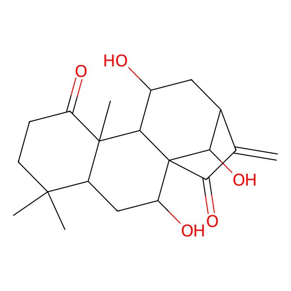 2D Structure of (1R,2S,4R,9R,10S,11S,13S,16S)-2,11,16-trihydroxy-5,5,9-trimethyl-14-methylidenetetracyclo[11.2.1.01,10.04,9]hexadecane-8,15-dione
