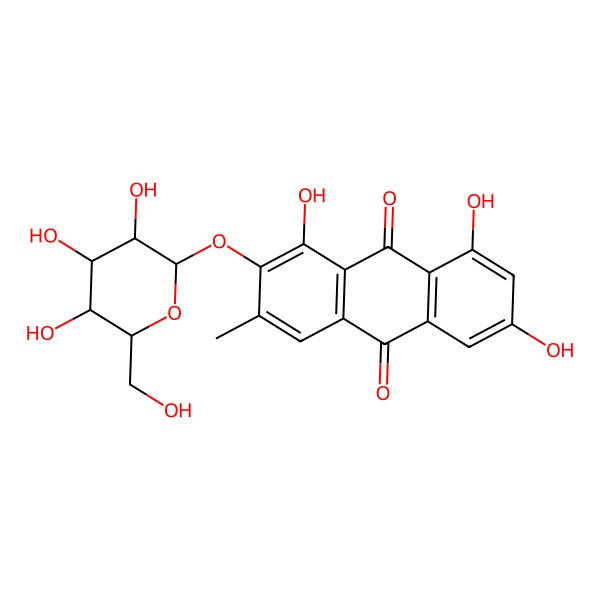 2D Structure of 1,2,6,8-Tetrahydroxy-3-methylanthraquinone 2-O-b-D-glucoside