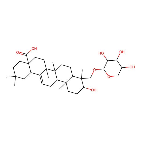 2D Structure of (4aS,6aR,6aS,6bR,8aR,9R,10S,12aR,14bS)-10-hydroxy-2,2,6a,6b,9,12a-hexamethyl-9-[[(2R,3R,4S,5S)-3,4,5-trihydroxyoxan-2-yl]oxymethyl]-1,3,4,5,6,6a,7,8,8a,10,11,12,13,14b-tetradecahydropicene-4a-carboxylic acid