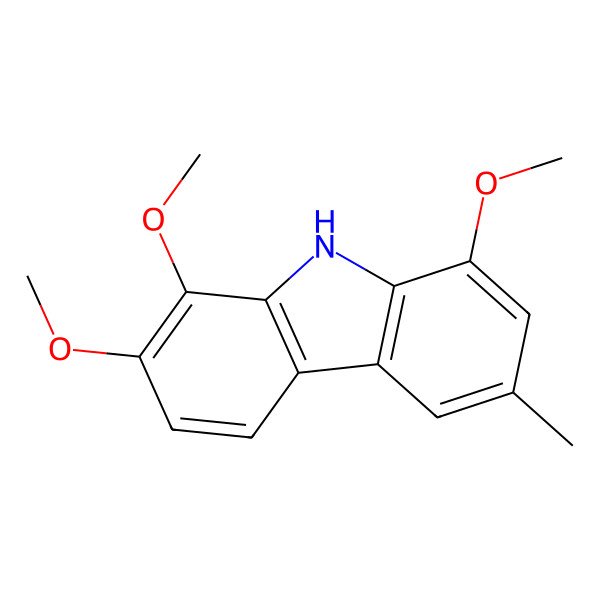 2D Structure of 1,2,8-Trimethoxy-6-methyl-9H-carbazole