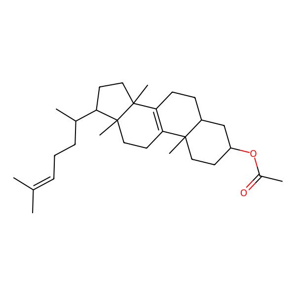 2D Structure of [(3S,5S,10S,13R,14R,17R)-10,13,14-trimethyl-17-[(2R)-6-methylhept-5-en-2-yl]-1,2,3,4,5,6,7,11,12,15,16,17-dodecahydrocyclopenta[a]phenanthren-3-yl] acetate