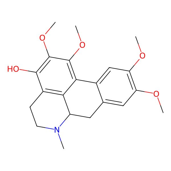 2D Structure of 1,2,9,10-tetramethoxy-6-methyl-5,6,6a,7-tetrahydro-4H-dibenzo[de,g]quinolin-3-ol