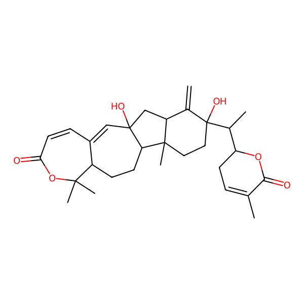 2D Structure of 1,16-Dihydroxy-8,8,13-trimethyl-17-methylidene-16-[1-(5-methyl-6-oxo-2,3-dihydropyran-2-yl)ethyl]-7-oxatetracyclo[10.7.0.03,9.013,18]nonadeca-2,4-dien-6-one