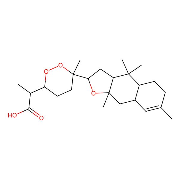 2D Structure of (2R)-2-[(3R,6S)-6-[(2R,3aR,4aS,8aR,9aR)-4,4,7,9a-tetramethyl-2,3,3a,4a,5,6,8a,9-octahydrobenzo[f][1]benzofuran-2-yl]-6-methyldioxan-3-yl]propanoic acid