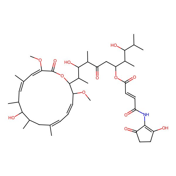 2D Structure of [3,9-dihydroxy-10-[(4Z,6Z,12Z,14E)-10-hydroxy-3,15-dimethoxy-7,9,11,13-tetramethyl-16-oxo-1-oxacyclohexadeca-4,6,12,14-tetraen-2-yl]-2,4,8-trimethyl-7-oxoundecan-5-yl] (E)-4-[(2-hydroxy-5-oxocyclopenten-1-yl)amino]-4-oxobut-2-enoate
