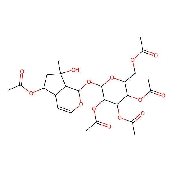 2D Structure of [3,4,5-triacetyloxy-6-[(5-acetyloxy-7-hydroxy-7-methyl-4a,5,6,7a-tetrahydro-1H-cyclopenta[c]pyran-1-yl)oxy]oxan-2-yl]methyl acetate