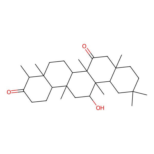 2D Structure of (4R,4aS,6aS,6aS,6bR,8aR,12aR,13S,14aS,14bS)-13-hydroxy-4,4a,6a,6b,8a,11,11,14a-octamethyl-1,2,4,5,6,6a,8,9,10,12,12a,13,14,14b-tetradecahydropicene-3,7-dione