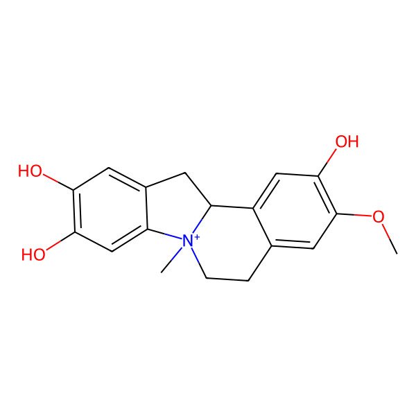 2D Structure of (12aR)-3-methoxy-7-methyl-5,6,12,12a-tetrahydroindolo[2,1-a]isoquinolin-7-ium-2,9,10-triol