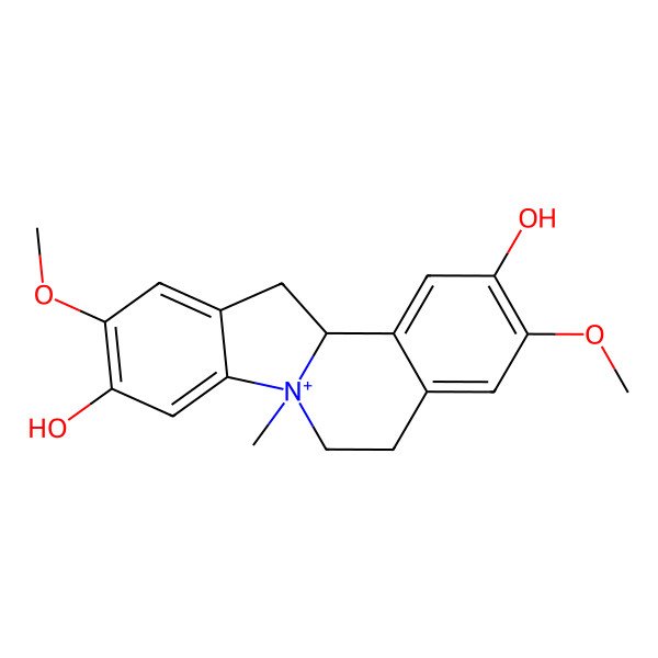 2D Structure of (12aR)-3,10-dimethoxy-7-methyl-5,6,12,12a-tetrahydroindolo[2,1-a]isoquinolin-7-ium-2,9-diol