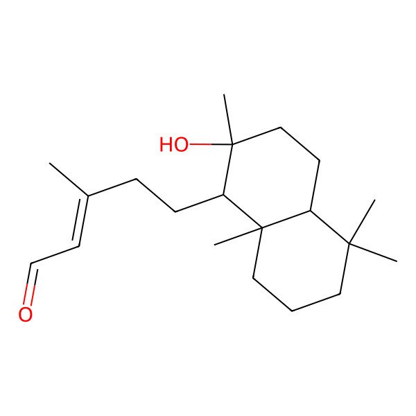 2D Structure of (Z)-5-[(1R,2R,4aS,8aS)-2-hydroxy-2,5,5,8a-tetramethyl-3,4,4a,6,7,8-hexahydro-1H-naphthalen-1-yl]-3-methylpent-2-enal