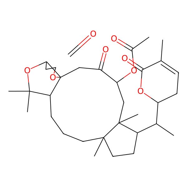 2D Structure of [6,10,15,15-Tetramethyl-7-[1-(5-methyl-6-oxo-2,3-dihydropyran-2-yl)ethyl]-3,19-dioxo-16,20-dioxatetracyclo[12.6.0.01,17.06,10]icosan-4-yl] acetate