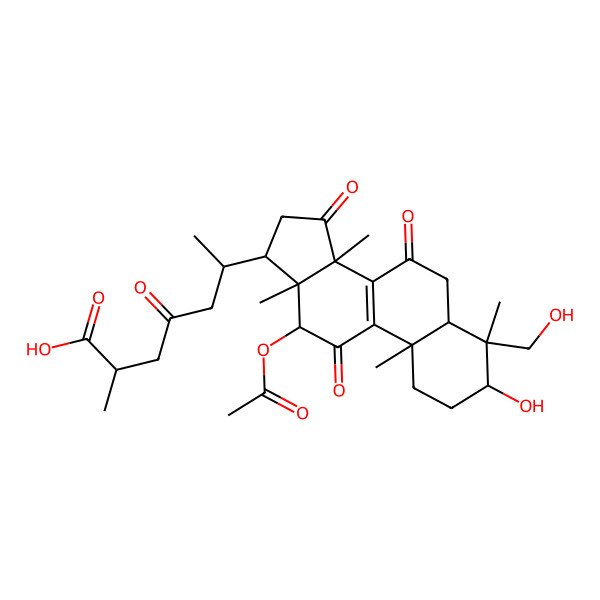 2D Structure of 12beta-Acetoxy-3beta,28-dihydroxy-7,11,15,23-tetraoxo-5alpha-lanosta-8-en-26-oic acid