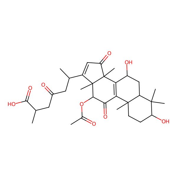 2D Structure of 12beta-Acetoxy-3beta,7beta-dihydroxy-11,15,23-trioxo-lanost-8,16-dien-26-oic acid