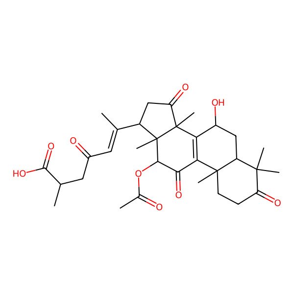 2D Structure of 12beta-Acetoxy-7beta-hydroxy-3,11,15,23-tetraoxo-5alpha-lanosta-8,20-dien-26-oic acid