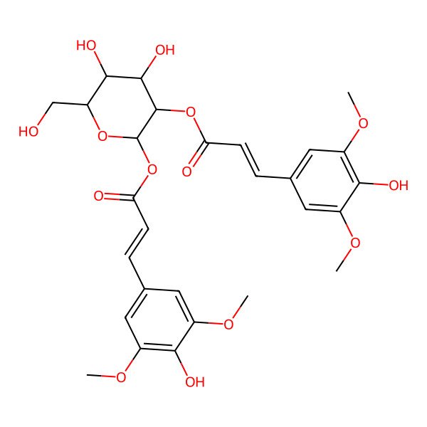 2D Structure of [4,5-Dihydroxy-2-[3-(4-hydroxy-3,5-dimethoxyphenyl)prop-2-enoyloxy]-6-(hydroxymethyl)oxan-3-yl] 3-(4-hydroxy-3,5-dimethoxyphenyl)prop-2-enoate