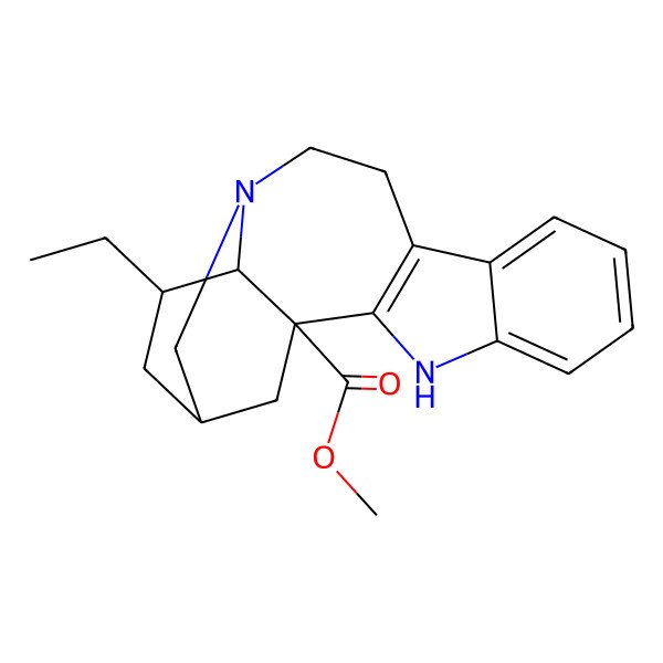 2D Structure of methyl (1R,15S,17R,18R)-17-ethyl-3,13-diazapentacyclo[13.3.1.02,10.04,9.013,18]nonadeca-2(10),4,6,8-tetraene-1-carboxylate