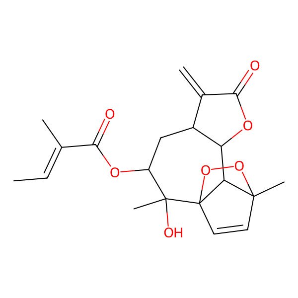 2D Structure of [(1S,2R,3R,5S,9S,10S,11R)-2-hydroxy-2,11-dimethyl-6-methylidene-7-oxo-8,12,13-trioxatetracyclo[9.2.2.01,10.05,9]pentadec-14-en-3-yl] (E)-2-methylbut-2-enoate