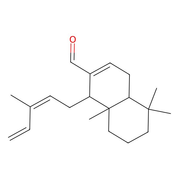 2D Structure of (1R,4aS,8aS)-5,5,8a-trimethyl-1-[(2E)-3-methylpenta-2,4-dienyl]-1,4,4a,6,7,8-hexahydronaphthalene-2-carbaldehyde
