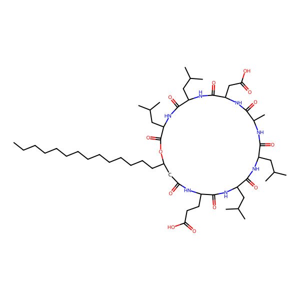 2D Structure of 3-[9-(Carboxymethyl)-12-methyl-3,6,15,18-tetrakis(2-methylpropyl)-2,5,8,11,14,17,20,23-octaoxo-25-tetradecyl-1-oxa-4,7,10,13,16,19,22-heptazacyclopentacos-21-yl]propanoic acid