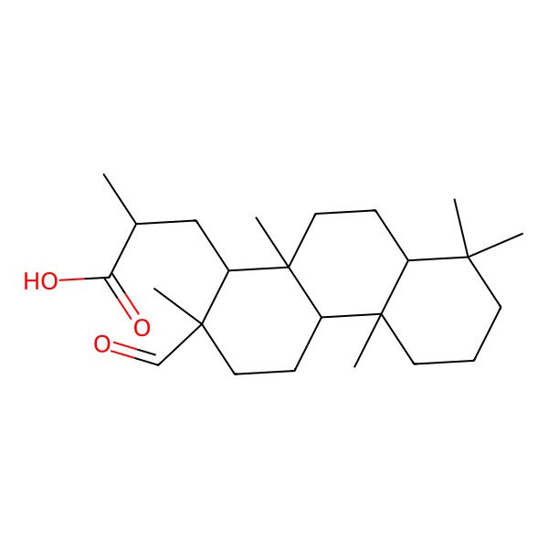 2D Structure of 3-(2-Formyl-2,4b,8,8,10a-pentamethyl-1,3,4,4a,5,6,7,8a,9,10-decahydrophenanthren-1-yl)-2-methylpropanoic acid