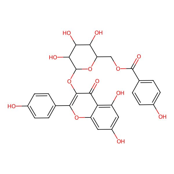 2D Structure of [6-[5,7-Dihydroxy-2-(4-hydroxyphenyl)-4-oxochromen-3-yl]oxy-3,4,5-trihydroxyoxan-2-yl]methyl 4-hydroxybenzoate