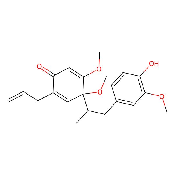2D Structure of (4S)-4-[(2R)-1-(4-hydroxy-3-methoxyphenyl)propan-2-yl]-4,5-dimethoxy-2-prop-2-enylcyclohexa-2,5-dien-1-one