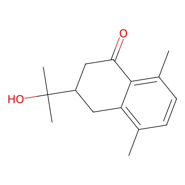 2D Structure of 1(2H)-Naphthalenone, 3,4-dihydro-3-(1-hydroxy-1-methylethyl)-5,8-dimethyl-, (S)- 2D Structure of 1(2H)-Naphthalenone, 3,4-dihydro-3-(1-hydroxy-1-methylethyl)-5,8-dimethyl-, (S)-