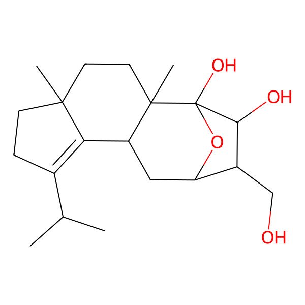 2D Structure of (12S)-11a,14a-epoxy-13a,14b,15-trihydroxycyath-3-ene