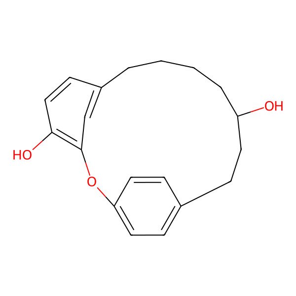 2D Structure of (12S)-2-oxatricyclo[13.2.2.13,7]icosa-1(17),3,5,7(20),15,18-hexaene-4,12-diol