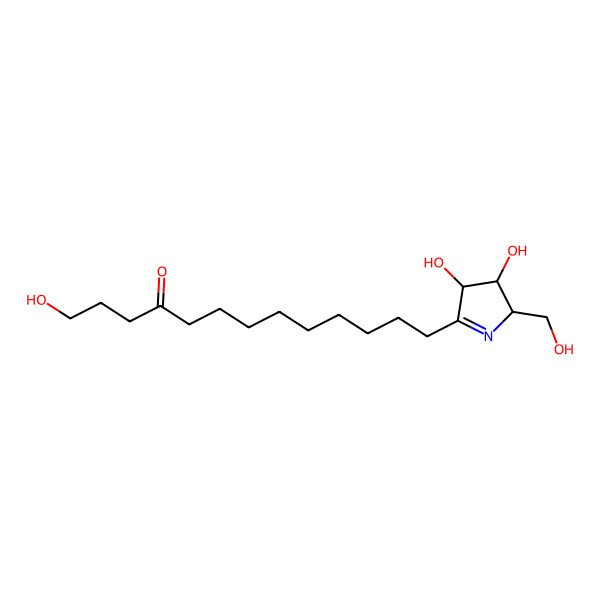 2D Structure of 13-[3,4-dihydroxy-2-(hydroxymethyl)-3,4-dihydro-2H-pyrrol-5-yl]-1-hydroxytridecan-4-one