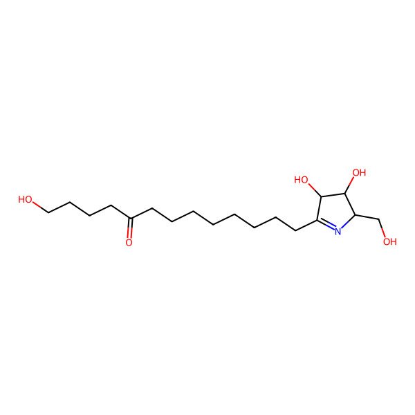 2D Structure of 13-[3,4-dihydroxy-2-(hydroxymethyl)-3,4-dihydro-2H-pyrrol-5-yl]-1-hydroxytridecan-5-one