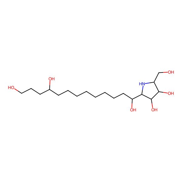 2D Structure of 13-[3,4-Dihydroxy-5-(hydroxymethyl)pyrrolidin-2-yl]tridecane-1,4,13-triol
