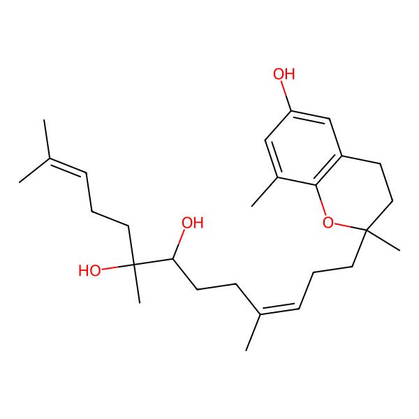 2D Structure of 13-(6-Hydroxy-2,8-dimethyl-3,4-dihydrochromen-2-yl)-2,6,10-trimethyltrideca-2,10-diene-6,7-diol