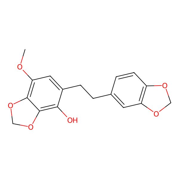 2D Structure of 1,3-Benzodioxol-4-ol, 5-[2-(1,3-benzodioxol-5-yl)ethyl]-7-methoxy-