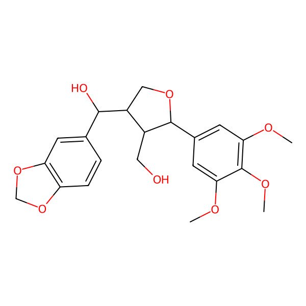 2D Structure of 1,3-benzodioxol-5-yl-[(3S,4S,5R)-4-(hydroxymethyl)-5-(3,4,5-trimethoxyphenyl)oxolan-3-yl]methanol
