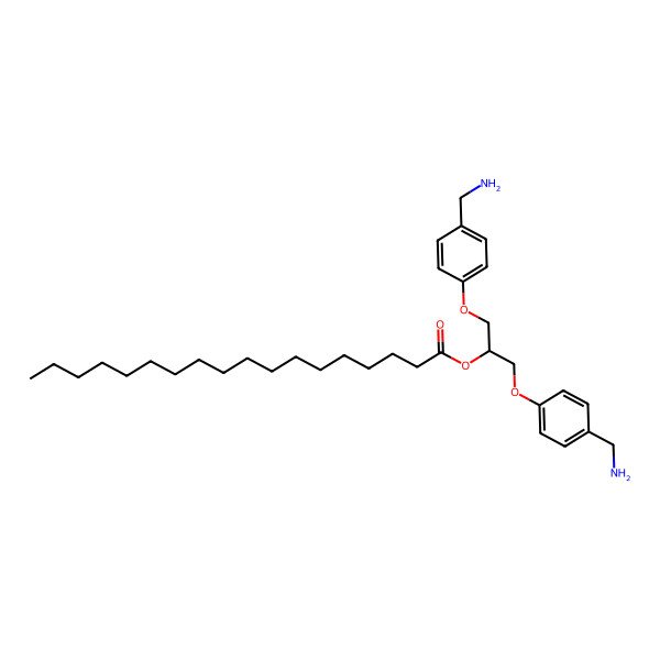 2D Structure of 1,3-Bis[4-(aminomethyl)phenoxy]propan-2-yl octadecanoate