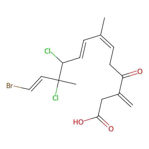 2D Structure of 13-Bromo-10,11-dichloro-7,11-dimethyl-3-methylidene-4-oxotrideca-6,8,12-trienoic acid