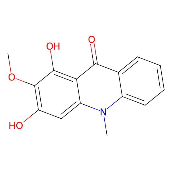 2D Structure of 1,3-Dihydroxy-2-methoxy-10-methylacridin-9(10H)-one
