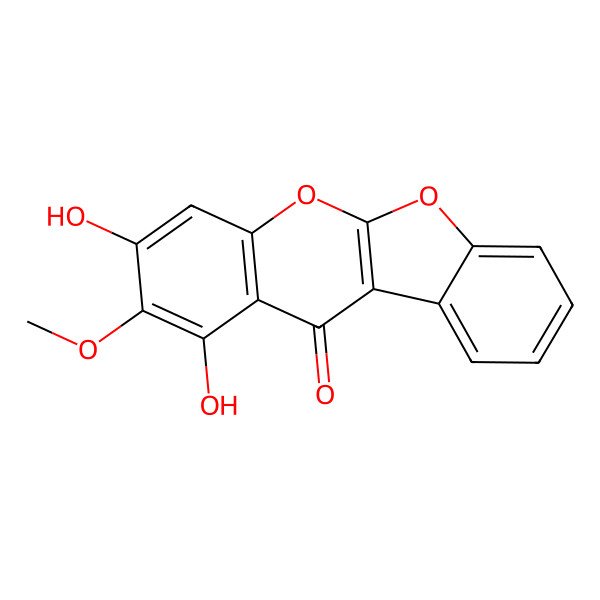 2D Structure of 1,3-Dihydroxy-2-methoxy-11H-benzofuro[2,3-b][1]benzopyran-11-one