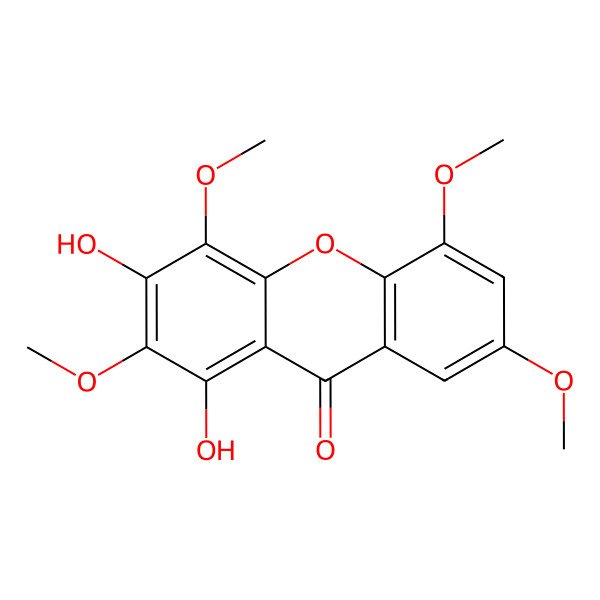 2D Structure of 1,3-Dihydroxy-2,4,5,7-tetramethoxyxanthen-9-one